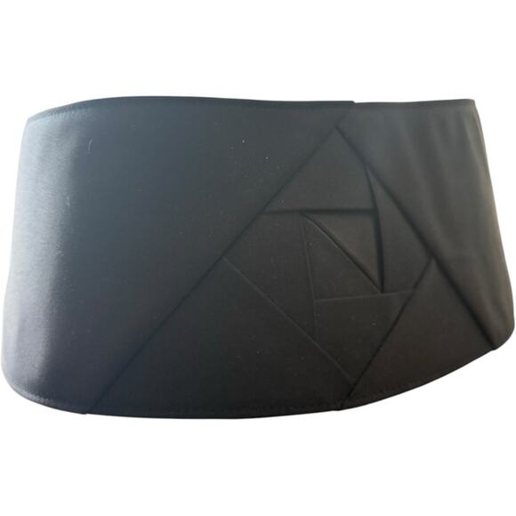 Giorgio Armani Wide Black Satin Leather Belt Size 85 - Picture 1 of 9